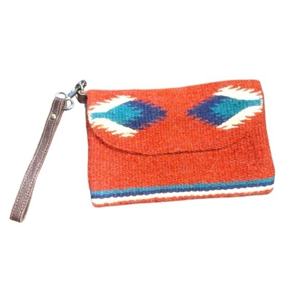 El Paso Saddle Blanket Co Wool Southwestern Tapestry Native American Wristlet
